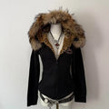 Chic Skull Embroidered Fur Coat